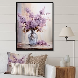 Designart "Lilacs Lavender Serenade II" Lilacs Framed Wall Art Living
